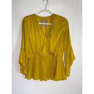 Anthropology Dolan faux wrap blouse bell sleeves large